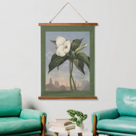 Vintage botanische witte Trillium bosbloem Hangend Wandkleed