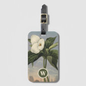 Vintage botanische witte Trillium-monogram initiaa Bagagelabel (Voorkant (verticaal))