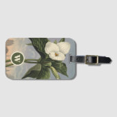 Vintage botanische witte Trillium-monogram initiaa Bagagelabel (Voorkant (horizontaal))