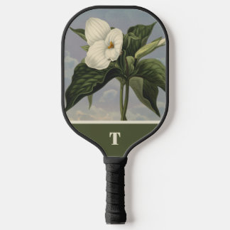 Vintage Botanische Witte Trillium Monogram Initiaa Pickleball Paddle