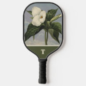 Vintage Botanische Witte Trillium Monogram Initiaa Pickleball Paddle (Achterkant)