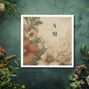 Vintage Bougainvillea Art Nouveau Bruiloft Servet