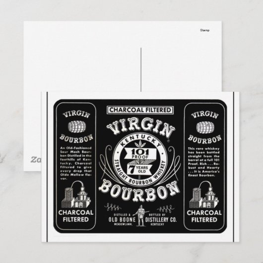 Vintage Bourbon Label Briefkaart (Voorkant / Achterkant)