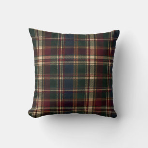 Vintage Bourgondië Forest Tartan Heritage Plaid Kussen
