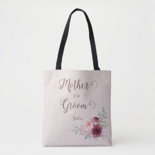 Vintage Bourgondiër Roze Moeder van de Bruidegom  Tote Bag
