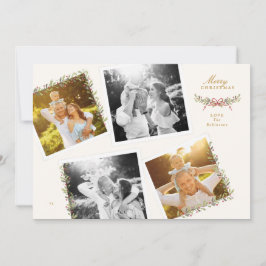 vintage bow botanical frames collage 4 photo feestdagenkaart