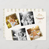 vintage bow botanical frames collage 4 photo feestdagenkaart (Voorkant / Achterkant)