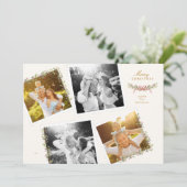 vintage bow botanical frames collage 4 photo feestdagenkaart (Staand voorkant)