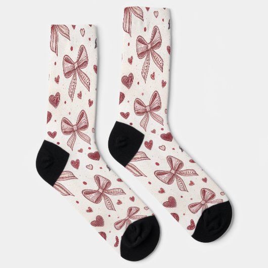  Vintage Bow & Heart Cute Socks Sokken (Rechts)
