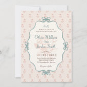 Vintage bow pastel blue pink wedding  kaart (Voorkant)