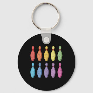 Vintage Bowling Pin Rainbow Pop Art 80's Retro Gra Sleutelhanger