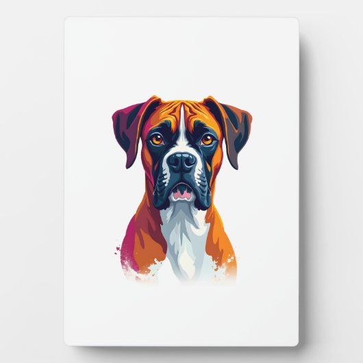 Vintage Boxer Dog Portrait Color Splash Pop Art Il Fotoplaat (voorkant)