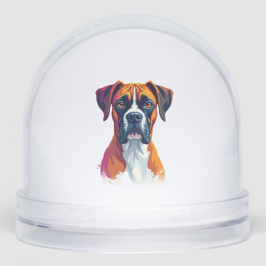 Vintage Boxer Dog Portrait Color Splash Pop Art Il Sneeuwbol (Voorkant)