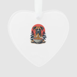Vintage Boxer Hond Eet Ramen Japanse Zonsondergang Ornament