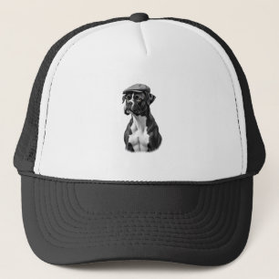 Vintage Boxer Hond in Pet Monochroom Grafisch Illu