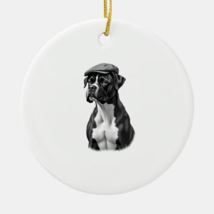 Vintage Boxer Hond in Pet Monochroom Grafisch Illu Keramisch Ornament