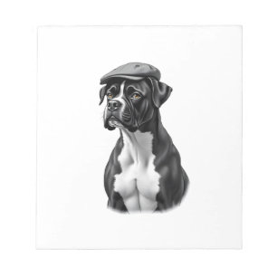 Vintage Boxer Hond in Pet Monochroom Grafisch Illu Notitieblok