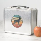 Vintage Boxer Hond Zonsondergang Gravure Vector De (In situ)