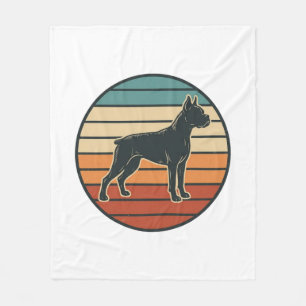 Vintage Boxer Hond Zonsondergang Gravure Vector De Fleece Deken