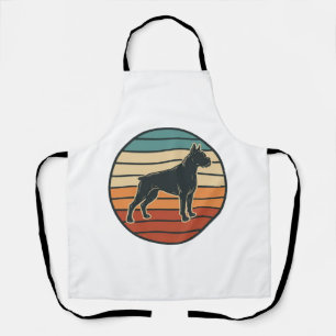 Vintage Boxer Hond Zonsondergang Gravure Vector De Schort