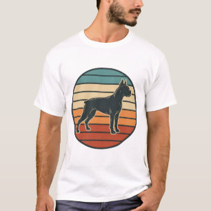 Vintage Boxer Hond Zonsondergang Gravure Vector De T-shirt