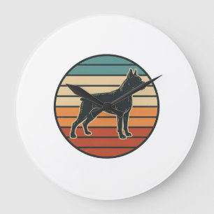 Vintage Boxer Honden Sunset Gravure Vector Design_ Grote Klok