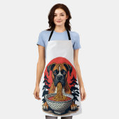 Vintage Boxerhond Eet Ramen Japanse Zonsondergang Schort (Gedragen)