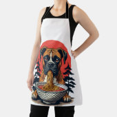 Vintage Boxerhond Eet Ramen Japanse Zonsondergang Schort (Insitu)