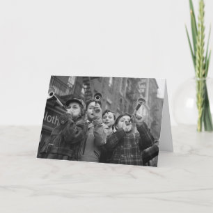 Vintage Boys On Bleecker Street Aangepast Nieuwjaa Feestdagen Kaart