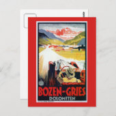 Vintage Bozen Gries Italiaanse auto's Briefkaart (Voorkant / Achterkant)