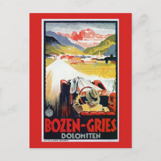 Vintage Bozen Gries Italiaanse auto's Briefkaart
