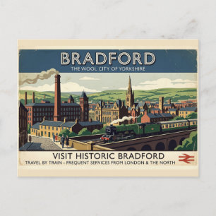 Vintage Bradford Yorkshire Retro Reisposter Kunst Briefkaart