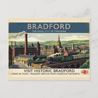 Vintage Bradford Yorkshire Retro Reisposter Kunst Briefkaart