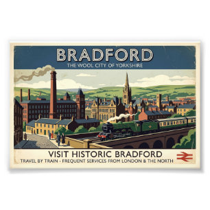 Vintage Bradford Yorkshire Retro Reisposter Kunst Foto Afdruk
