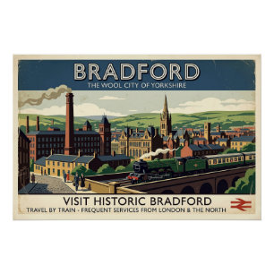 Vintage Bradford Yorkshire Retro Reisposter Kunst Perfect Poster