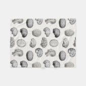 Vintage Brain Anatomy Biology Illustrations Fleece Deken (Voorkant (Horizontaal))