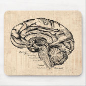 Vintage Brain Artwork Mousepad Muismat (Voorkant)