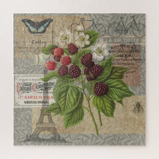 Vintage Bramen Franse Ephemera Kunst Collage Legpuzzel (Verticaal)