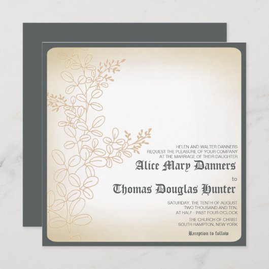 Vintage - Branch bruiloft uitnodigingen (Voorkant / Achterkant)
