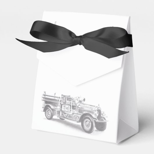 vintage brandweerauto potloodschets brandvman teke bedankdoosjes (Voorkant Zijde)
