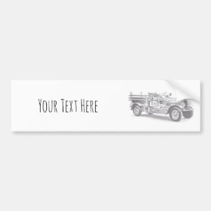 vintage brandweerauto potloodschets brandvman teke bumpersticker