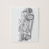 vintage brandweerauto potloodschets brandvman teke legpuzzel (Verticaal)