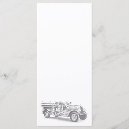 vintage brandweerauto potloodschets brandvman teke menu (Voorkant)
