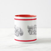 vintage brandweerauto potloodschets brandvman teke mok (Midden)