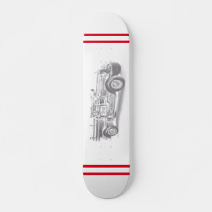 vintage brandweerauto potloodschets brandvman teke persoonlijk skateboard