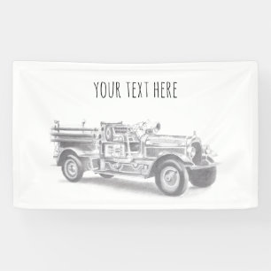 vintage brandweerauto potloodschets brandvman teke spandoek