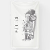 vintage brandweerauto potloodschets brandvman teke spandoek (Verticaal)