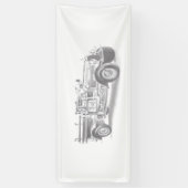 vintage brandweerauto potloodschets brandvman teke spandoek (Verticaal)