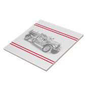 vintage brandweerauto potloodschets brandvman teke tegeltje (Zijkant)