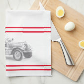 vintage brandweerauto potloodschets brandvman teke theedoek (Quarter Fold)